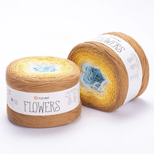 Пряжа YarnArt Flowers №309 - хлопок с акрилом, нитки секционной покраски для вязания спицами и крючком 309 фото