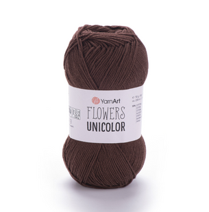 Пряжа YarnArt Flowers Unicolor №766 шоколад, бавовна нитки для в'язання спицями та гачком 766 фото