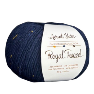 Пряжа Avanti Yarn ROYAL TWEED №629 синій, пряжа твідова з кашемиром, нитки для в'язання гачком и спицями 629 фото