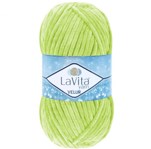 Пряжа LAVITA YARN VELUR №8149 салатный, пряжа велюр, нитки плюшевые 8149 фото