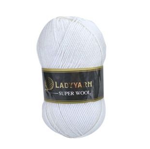 Пряжа Lady Yarn Super Wool №NW025 білий (напіввовна) 100 г, 260 м NW025 фото