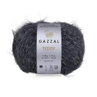 Пряжа Gazzal Teddy № 6537 сірий меланж колір, 150м/50гр, 40% Superwash мериносова вовна, для ручного в'язання спицями та гачком 6537 фото