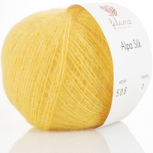 Пряжа Filamo ALPA SILK 25 №506 жовтий, пряжа альпака з шовком, для ручного в'язання спицями та гачком 506 фото