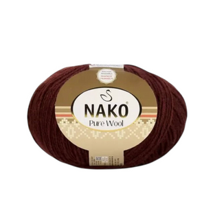 Пряжа Nako Pure Wool №13863 коричневий, пряжа 100% вовна, для ручного в'язання спицями та гачком 13863 фото
