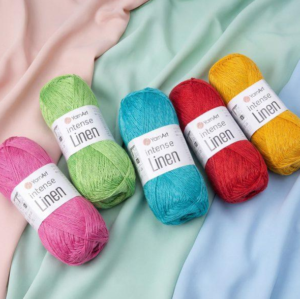 Пряжа YarnArt Intense Linen №4106 кораловий меланж, віскоза з льоном, для ручного в'язання спицями та гачком 4106 фото