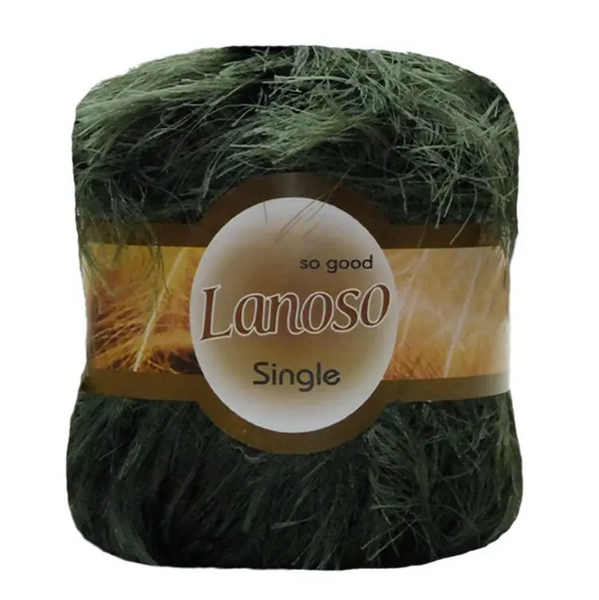 Пряжа Lanoso Single (Сінгл) №929 зелений, пухнаста нитки для в'язання спицями і гачком 929 фото Пряжа Lanoso Single (Сінгл) №929 зелений, пухнаста нитки для в'язання спицями і гачком 929 фото