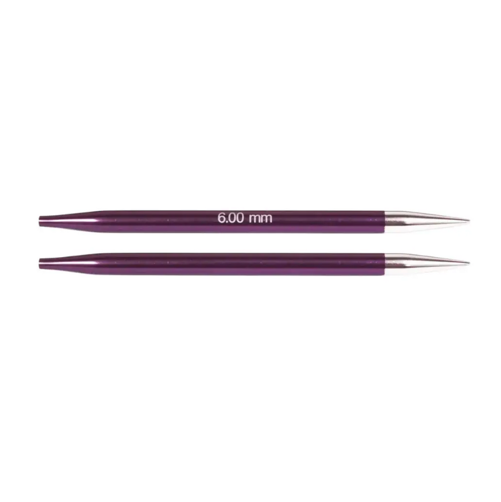 Спицы съемные Zing 9.5 см №6 мм KnitPro круговые алюминиевые для ручной вязки 47527 фото