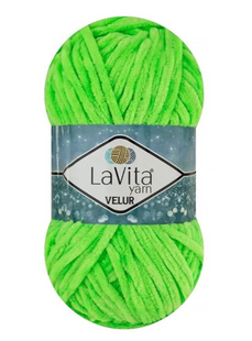 Пряжа LAVITA YARN VELUR №8150 салатный неоновый, пряжа велюр, нитки плюшевые 8150 фото