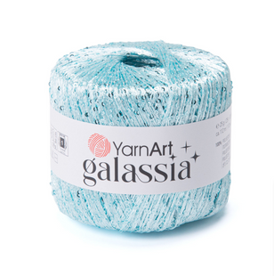 Пряжа YarnArt GALASSIA (Галасия) №5811 бирюзовый пайетка серебро (Пряжа с пайеткой, для вязания) 5811 фото