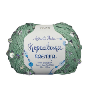 Пряжа Avanti Yarn Королівська Паєтка 3+6мм №130 водяна зелень, паєтка голограма для ручного в'язання спицями та гачком 130 фото