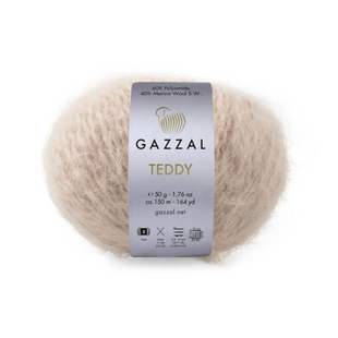 Пряжа Gazzal Teddy № 6534 беж колір, 150м/50гр, 40% Superwash мериносова вовна, для ручного в'язання спицями та гачком 6534 фото