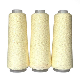 Пряжа Infinity Yarn Поетка на котоне 3 мм №741 светло-желтый + пайетка прозрачная хамелеон (100% хлопок) 100 г, 800 м 741 фото