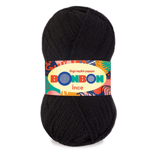 Пряжа Nako Bonbon Ince №98206 чорний (акрил) 100 г, 300 м 98206 фото