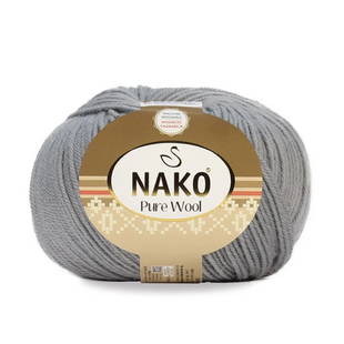 Пряжа Nako Pure Wool №03298 сірий, пряжа 100% вовна, для ручного в'язання спицями та гачком 03298 фото