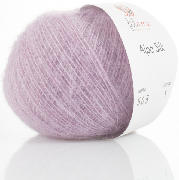 Пряжа Filamo ALPA SILK 25 №505 бузок, пряжа альпака з шовком, для ручного в'язання спицями та гачком 505 фото