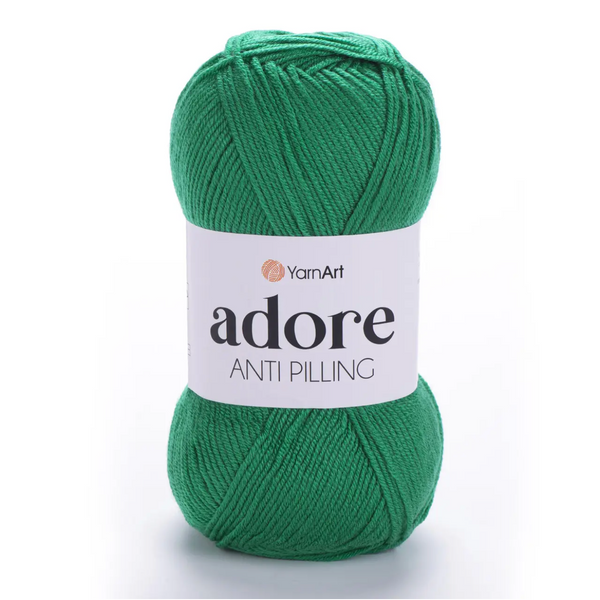 Пряжа Yarnart Adore (Адор) №370 зеленый цвет - акриловая для вязания крючком и спицами 370 фото Пряжа Yarnart Adore (Адор) №370 зеленый цвет - акриловая для вязания крючком и спицами 370 фото
