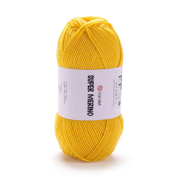 Пряжа Yarnart Super Merino №779 жовтий, вовна з акрилом нитки для в'язання спицями та гачком 779 фото Пряжа Yarnart Super Merino №779 жовтий, вовна з акрилом нитки для в'язання спицями та гачком 779 фото