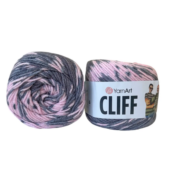 Пряжа Yarnart Cliff №8302 рожево-сірий - напіввовняна для в'язання спицями та гачком 8302 фото