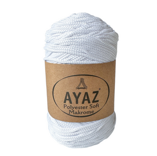 Пряжа Ayaz Polyester Soft Makrome (Аяз Софт Макроме) №1208 білий, для сумок макраме та в'язання гачком 1208 фото