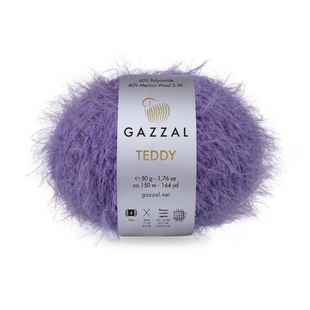 Пряжа Gazzal Teddy № 6550 бузковий колір, 150м/50гр, 40% Superwash мериносова вовна, для ручного в'язання спицями та гачком 6550 фото