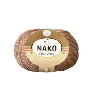 Пряжа Nako Pure Wool №03671 світло-коричневий, пряжа 100% вовна, для ручного в'язання спицями та гачком 03671 фото