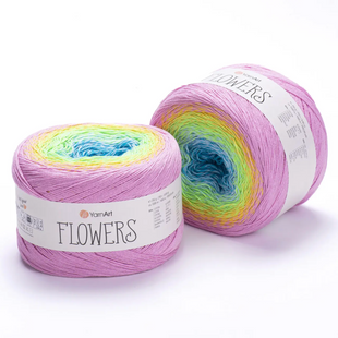 Пряжа YarnArt Flowers №312 - хлопок с акрилом, нитки секционной покраски для вязания спицами и крючком 312 фото
