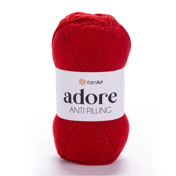 Пряжа Yarnart Adore (Адор) №371 ярко-красный цвет - акриловая для вязания крючком и спицами 371 фото Пряжа Yarnart Adore (Адор) №371 ярко-красный цвет - акриловая для вязания крючком и спицами 371 фото