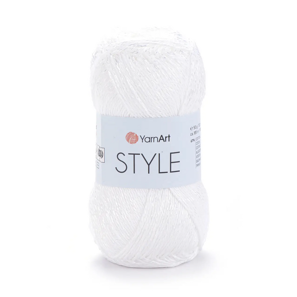 Пряжа Yarnart Style №650 біла, бавовна з віскозою нитки для в'язання спицями та гачком спицями та гачком 650 фото Пряжа Yarnart Style №650 біла, бавовна з віскозою нитки для в'язання спицями та гачком спицями та гачком 650 фото