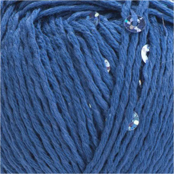 Пряжа Yarnart Cotton Gold Paillettes №7111 синий - хлопок с пайеткой для вязания спицами и крючком 7111 фото
