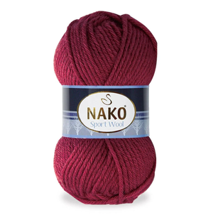 Пряжа Nako Sport Wool №6592 бордо (шерсть с акрилом) 100 г, 120 м 6592 фото