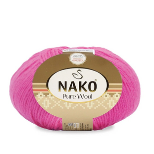 Пряжа Nako Pure Wool №04569 яскраво-рожевий, пряжа 100% вовна, для ручного в'язання спицями та гачком 04569 фото