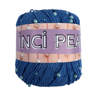 Пряжа Sultan INCI PEARL (Інсі Перл) №3604 синій , пряжа бавовна з намистинами, нитки для в'язання гачком и спицями 3604 фото