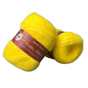 Пряжа Avanti Yarn FLUFFY ALPACA №044 сонячний жовтий , напіввовняна, для ручного в'язання спицями та гачком 044 фото