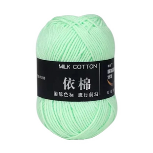 Пряжа MILK COTTON (Мілк Коттон) №15 світло-зелений (Пряжа напівбавовна, нитки для в'язання) 15 фото