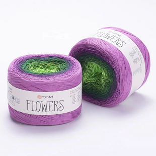 Пряжа YarnArt Flowers №313 - хлопок с акрилом, нитки секционной покраски для вязания спицами и крючком 313 фото