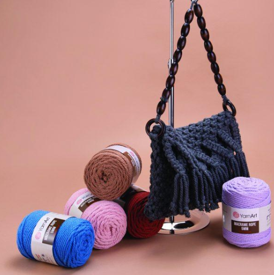 Пряжа Yarnart Macrame Rope 5 мм №758 темно-серый, шнур для вязания макраме 758 фото