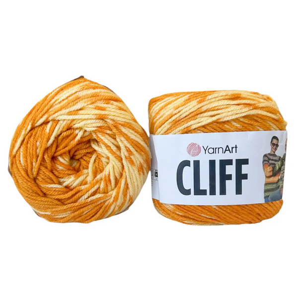 Пряжа Yarnart Cliff №8303 жовто-помаранчевий - напіввовняна для в'язання спицями та гачком 8303 фото