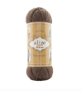 Пряжа Alize Superwash Artisan (Супервош Артiзан) №240 коричневий, шкарпеткова нитки для в'язання 240 фото
