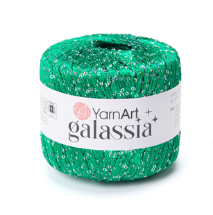 Пряжа YarnArt GALASSIA (Галасия) №5814 зеленый пайетка серебро (Пряжа с пайеткой, для вязания) 5814 фото