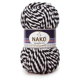 Пряжа Nako Spaghetti №3086 чорно-біле муліне (вовна з акрилом) 100 г, 60 м 3086 фото