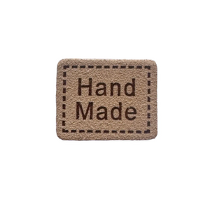 Декоративная бирка пришивная "Hand Made" экокожа для одежды Бежева 93879-2Р фото