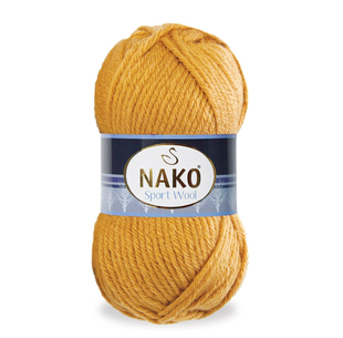 Пряжа Nako Sport Wool №10129 гірчиця (вовна з акрилом) 100 г, 120 м 10129 фото