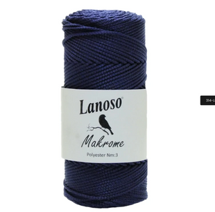 Пряжа Lanoso Macrame №344 темно-синій, поліпропілен нитки для в'язання гачком 344 фото