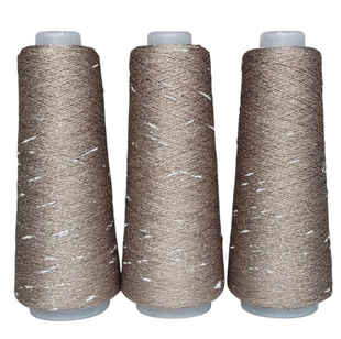Пряжа Infinity Yarn VISCO KNOT №139 темний мокко+срібло, пряжа з люрексом, для в'язання гачком и спицями 139 фото