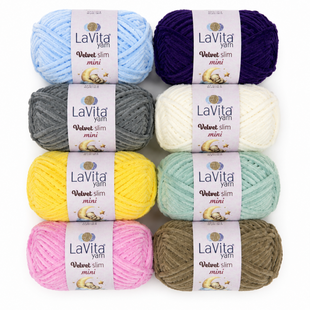 Набір пряжі LaVita Velvet Slim Mini (поліестер) 8 мотків, 25 г, 50 м