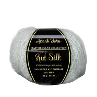 Пряжа Avanti Yarn SUPER KID SILK №52 світло-сірий, пряжа-мохер з шовком, для в'язання гачком и спицями 52 фото
