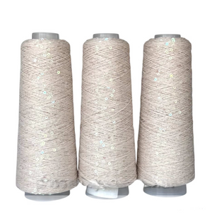 Пряжа Infinity Yarn Поетка на котоне 3 мм №773 тауп + пайетка прозрачная хамелеон (100% хлопок) 100 г, 800 м 773 фото