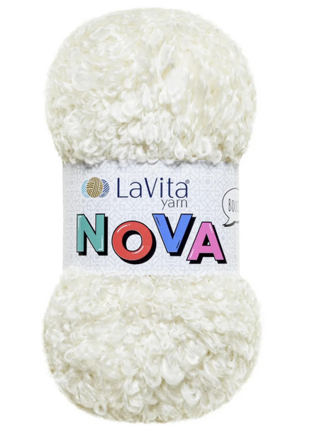 Пряжа LaVita NOVA №1011 молочний, пряжа буклє, нитки для в'язання 1011 фото Пряжа LaVita NOVA №1011 молочний, пряжа буклє, нитки для в'язання 1011 фото