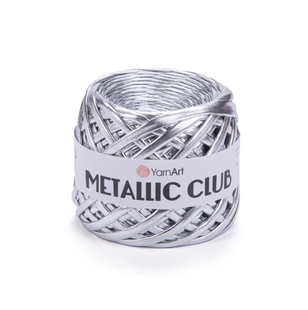 Пряжа Yarnart Metallic Club №88102 срібний, трикотажна пряжа, для ручного в'язання спицями та гачком 8102 фото