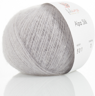 Пряжа Filamo ALPA SILK 25 №501 світло-сірий, пряжа альпака з шовком, для ручного в'язання спицями та гачком 501 фото